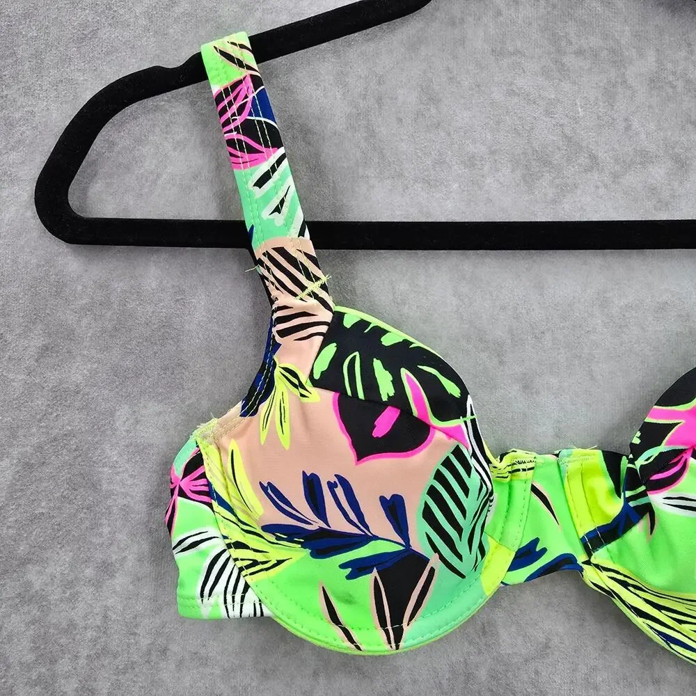No Boundaries Green‎ Floral Tropical Bikini Top Swimwear Padded Swimsuit Small - Picture 6 of 8